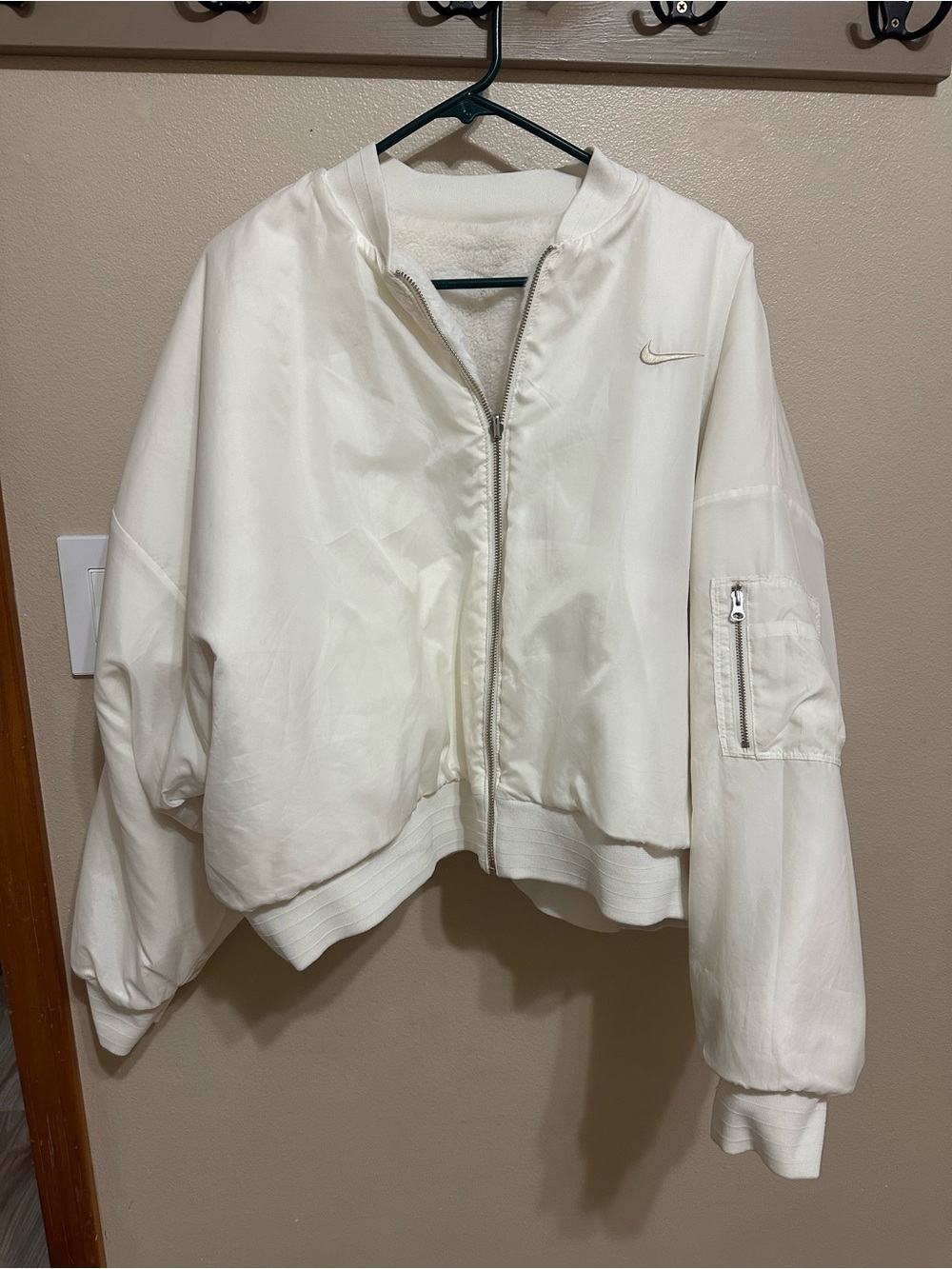 Nike Women's Off-White Bomber Jacket with Subtle Swoosh